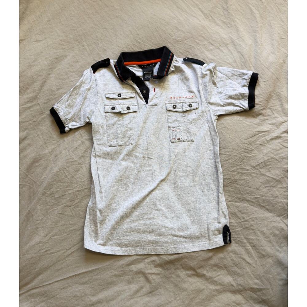 Sean John Men's Polo Shirt -‎ Stylish Gray with Pocket Details